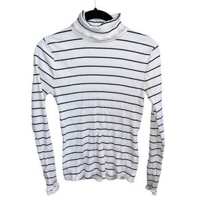 J crew striped ruffle turtleneck (XS)